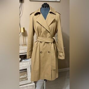 SEZANE Tan Double-Breasted Trench Coat